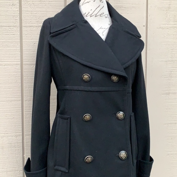 Jessica Simpson Jackets & Blazers - jessica Simpson Double Breasted Black Wool Blend Military Style Coat